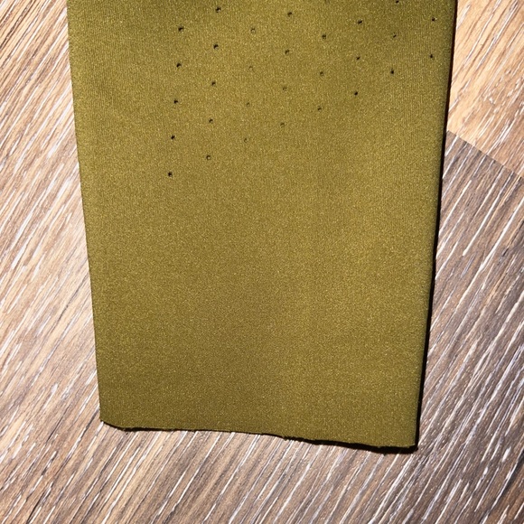 Nike Running Leggings Olive Green Small Holes Along Calves - Picture 4 of 9